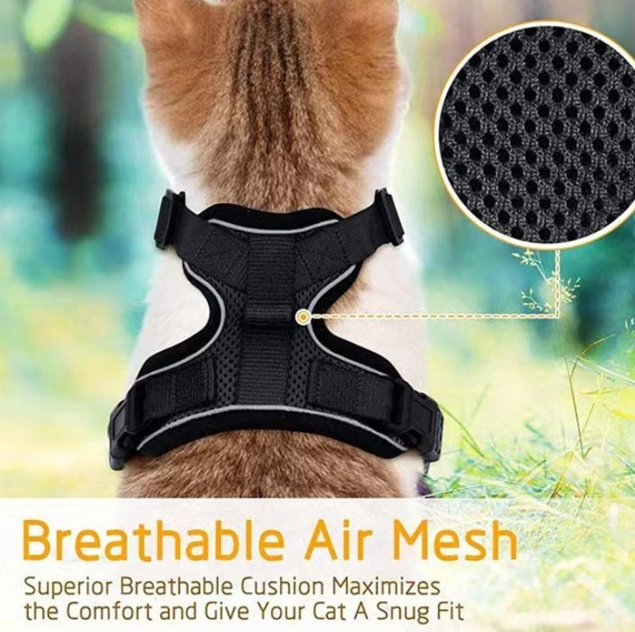 Arnés reflectivo transpirable para gatos con correa